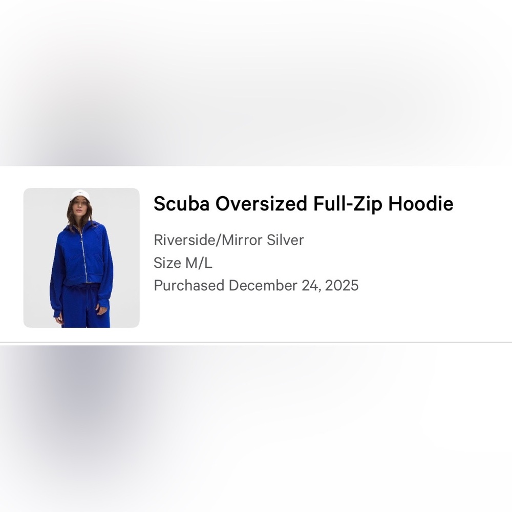 Auth. ✅ NWOT Lululemon Full Zip Scuba in “Riverside/Mirror Silver” Size M/L💙 - Picture 10 of 10